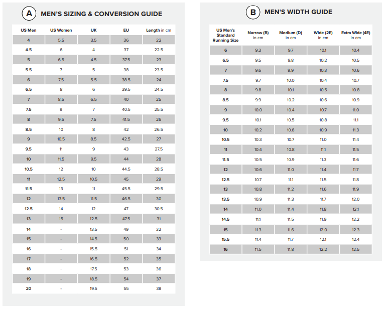 New Balance Conversion Chart